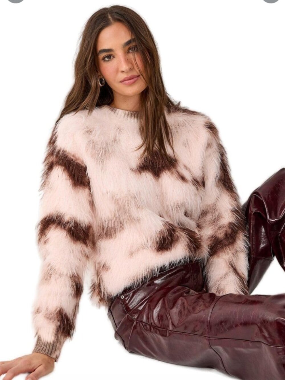 NWT Nasty Gal Fluffy Tie Dye Jumper Cream, Small - Picture 2 of 6